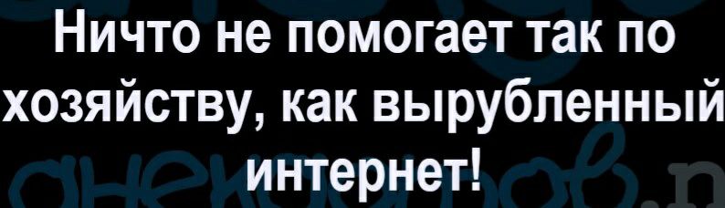 Ничто не помогает так по хозяйству как вырубленный интернет