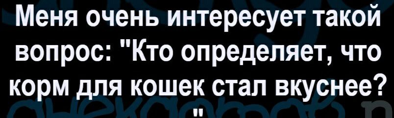 Меня очень интересует такой вопрос Кто определяет что корм для кошек стал вкуснее