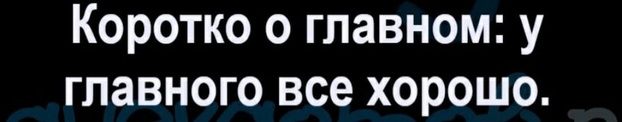 Коротко о главном у главного все хорошо