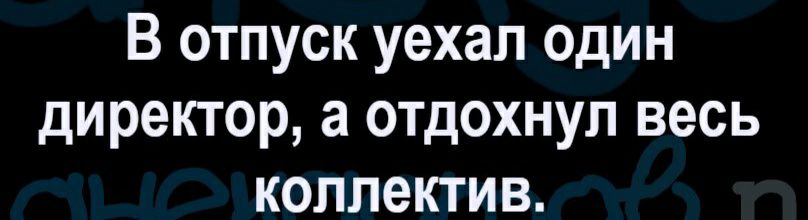 В отпуск уехал один директор а отдохнул весь коллектив