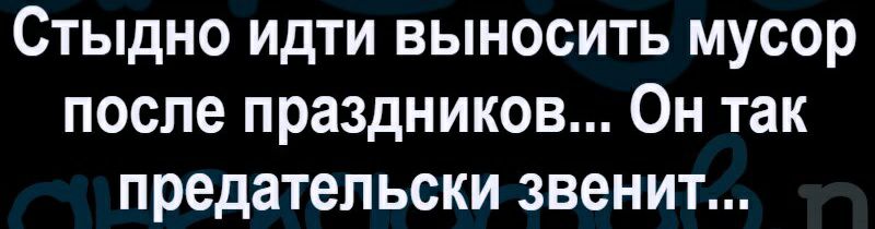 Стыдно идти выносить мусор после праздников Он так предательски звенит