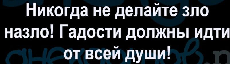 Никогда не делайте зло назло Гадости должны идти от всей души