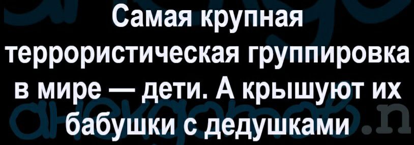 Самая крупная террористическая группировка в мире дети А крышуют их бабушки с дедушками