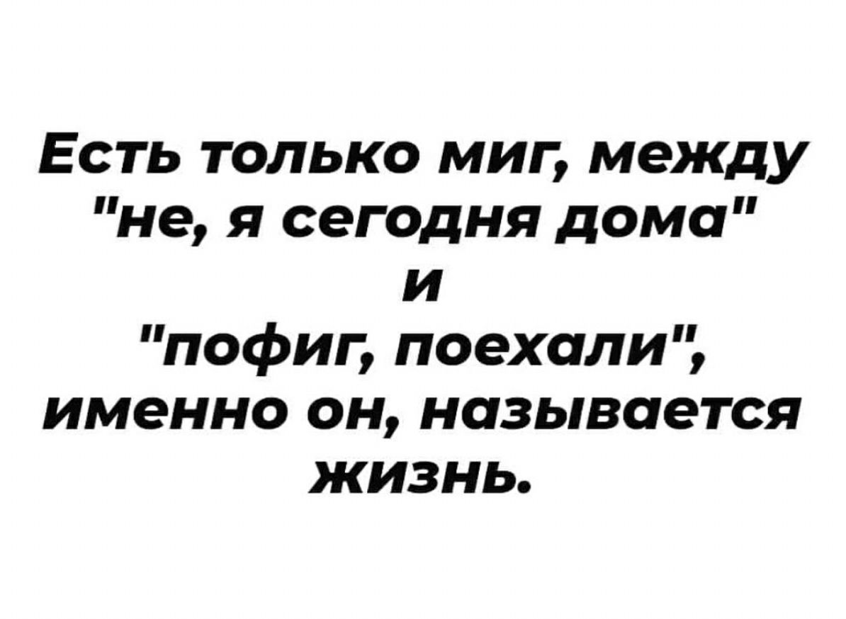 Есть только миг между не я сегодня дома и пофиг поехали именно он  называется жизнь - выпуск №1050410