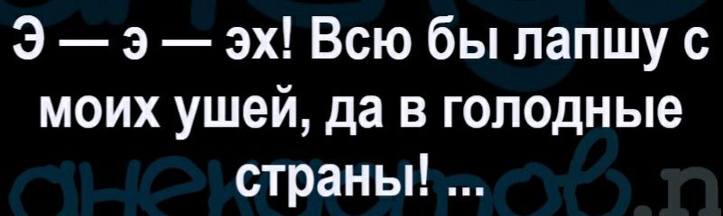 Э э эх Всю бы лапшу с моих ушей да в голодные страны