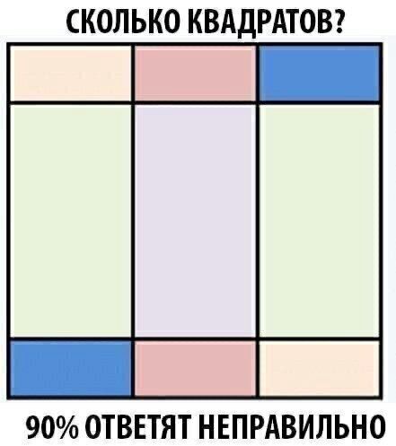 СКОЛЬКО КВАДРАТОВ 90 ОТВЕТЯТ НЕПРАВИЛЬНО