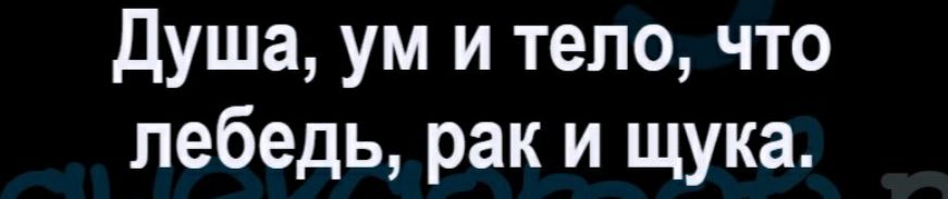 Душа ум и тело что лебедь рак и щука