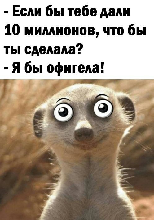Если бы тебе дам 10 мимионов что бы ты сделала Я бы офигеда