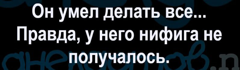 Он умел делать все Правда у него нифига не получалось