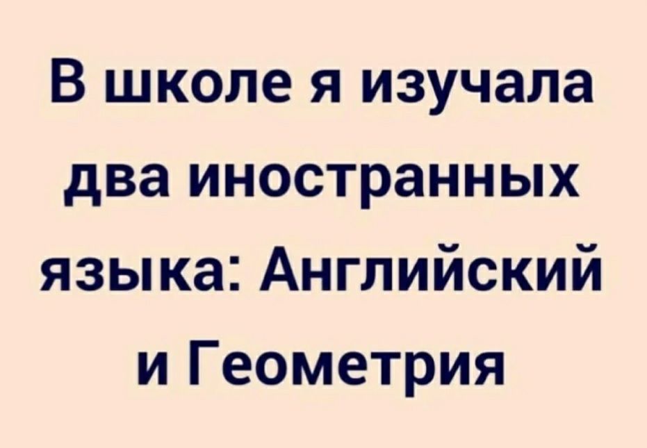 В школе я изучала два иностранных языка Английский и Геометрия