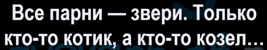 Все парни звери Только кто то котик а кто то козел