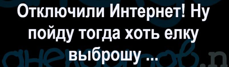 Отключипи Интернет Ну пойду тогда хоть елку выброшу