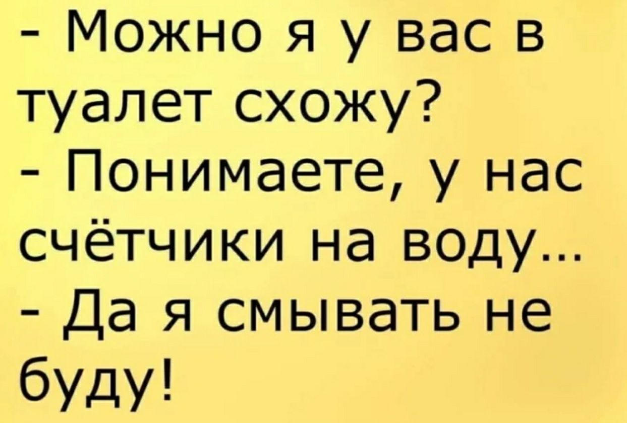 Можно я у вас в туалет схожу Понимаете у нас счётчики на воду Да я смывать не буду