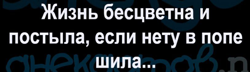Жизнь бесцветна и постыла если нету в попе шила