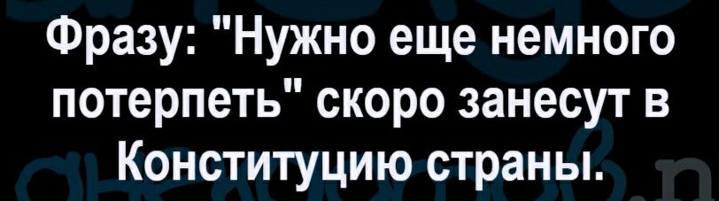 Фразу Нужно еще немного потерпеть скоро занесут в Конституцию страны