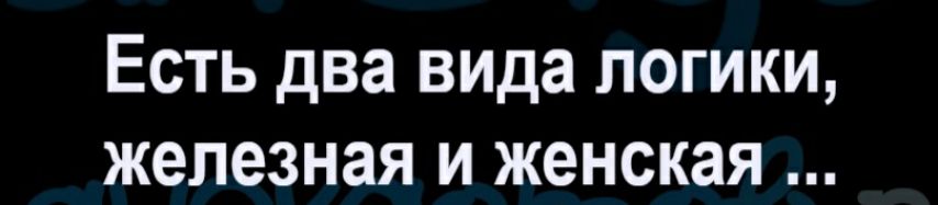 Есть два вида логики железная и женская