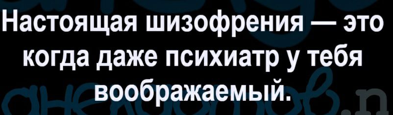 Настоящая шизофрения это когда даже психиатр у тебя воображаемый