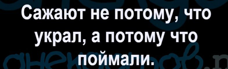 Сажают не потому что украл а потому что поймали