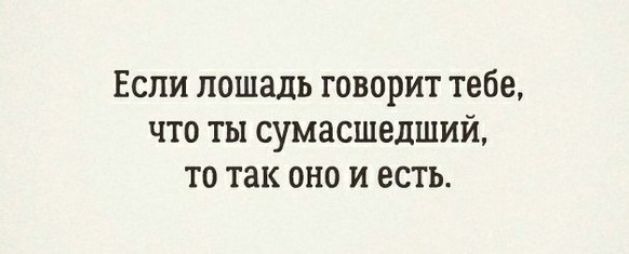 Если лошадь говорит тебе что ты сумасшедший то так оно и есть