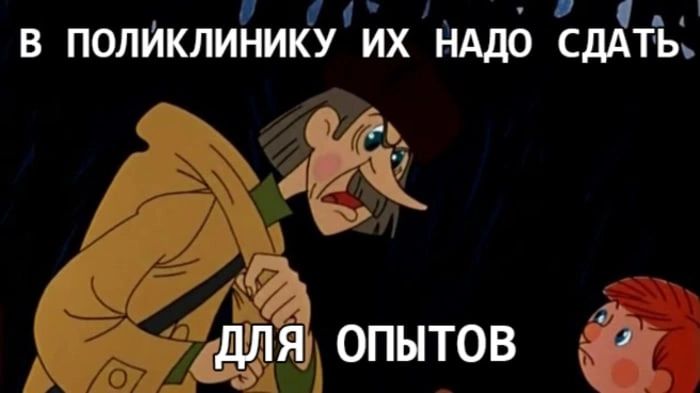 В ПОЛИКЛИНИКУ ИХ НАДО СДАТЬ ад для опытов Ё