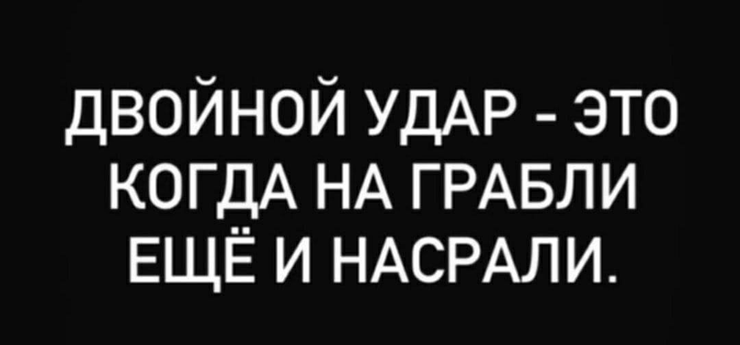 двойной УДАР это КОГДА НА ГРАБЛИ ЕЩЁ и НАСРАЛИ