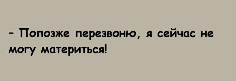 Попозже перезвонил я сейчас не могу материться