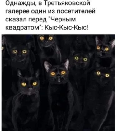Однажды в Третьяковской галерее один из посетителей сказал перед Черным квадратом Кыс Кыс Кыс