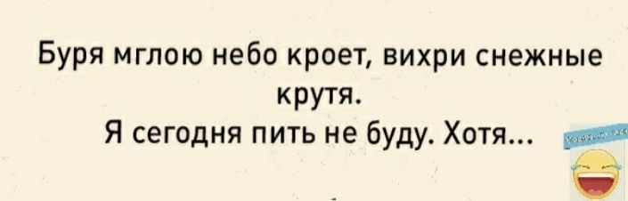 Буря мглою небо кроет вихри снежные крутя Я сегодня пить не буду Хотя