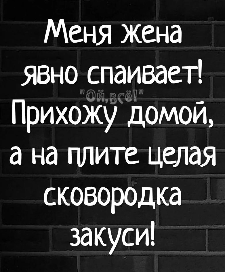 Меня жена явно спаивает Прихожу домой а на плите целая сковородка закуси