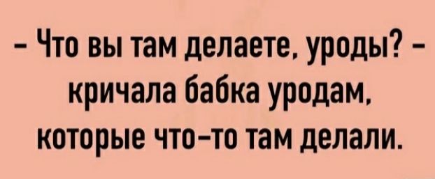 Что вы там делаете уроды кричала бабка уродам которые что то там делали