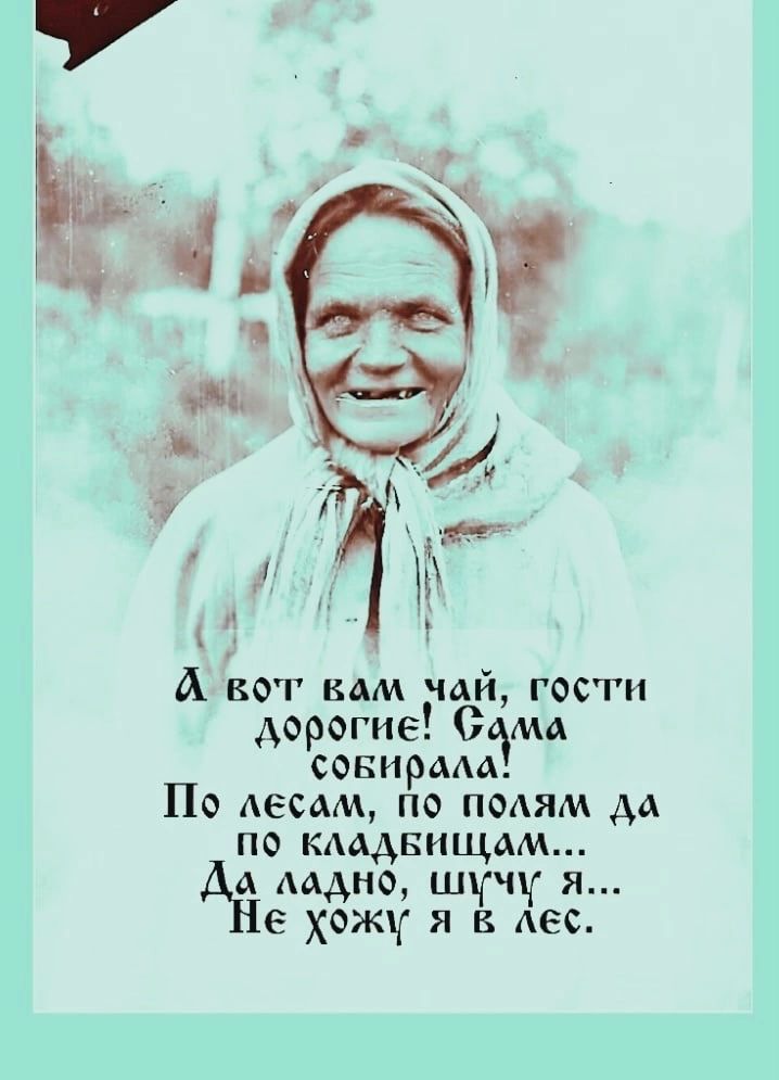к у А А вот вам чай гости дорогие 0 мд совирам По Аеим по полям да по кмдвищам А ладно Г л хожу я в лес