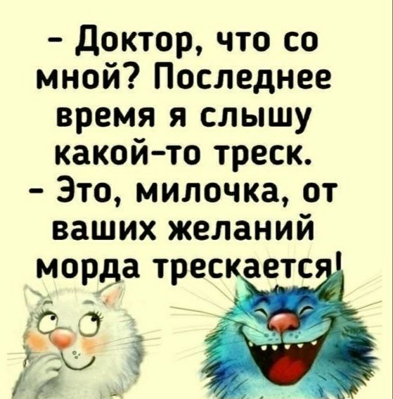 доктор что со мной Последнее время я слышу какойто треск Это милочка от ваших желаний морда трес аетс Э