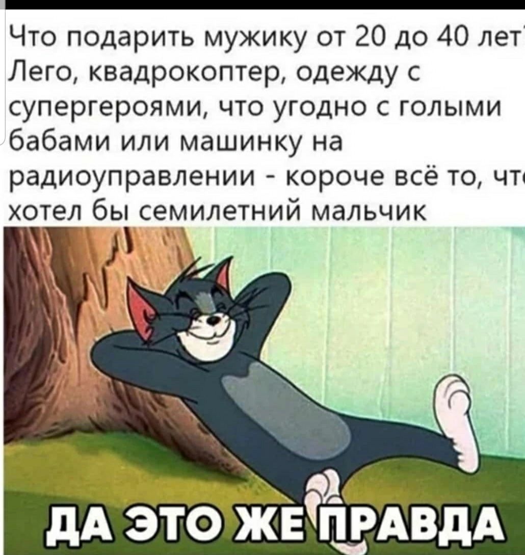 _ Что подарить мужику от 20 до 40 лет Лего квадрокоптер одежду с супергероями что угодно с голыми бабами или машинку на радиоуправлении короче все то чТт хотел бы семилетний мальчик