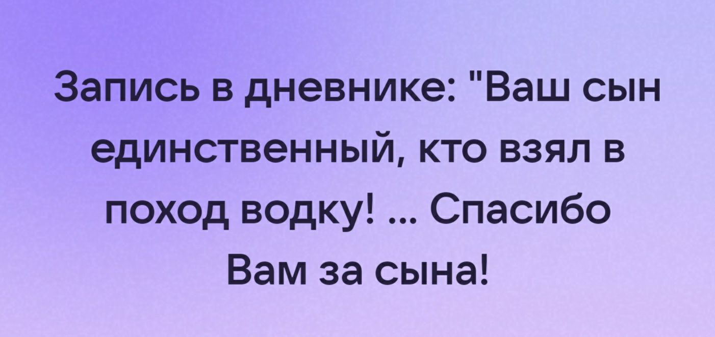 Запись в дневнике Ваш сын единственный кто взял в поход водку Спасибо Вам за сына