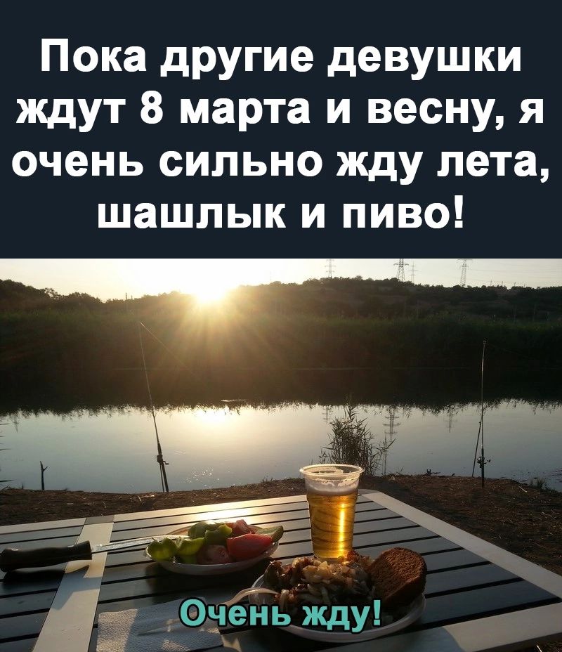 Пока другие девушки ждут 8 марта и весну я очень сильно жду лета шашлык и пиво ОчеЁЕ жду