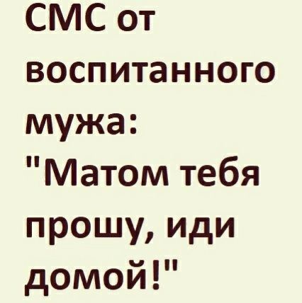 СМС от воспитанного мужа Матом тебя прошу иди домой