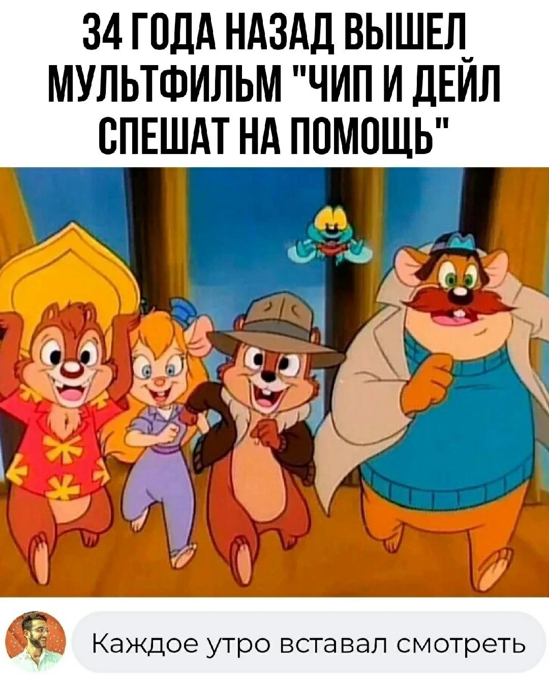 34 ГОДА НАЗАД ВЫШЕЛ МУЛЬТФИЛЬМ ЧИП И ДЕИЛ СПЕШАТ НА ПОМОЩЬ ЦТС и а к г Каждое утро вставал смотреть