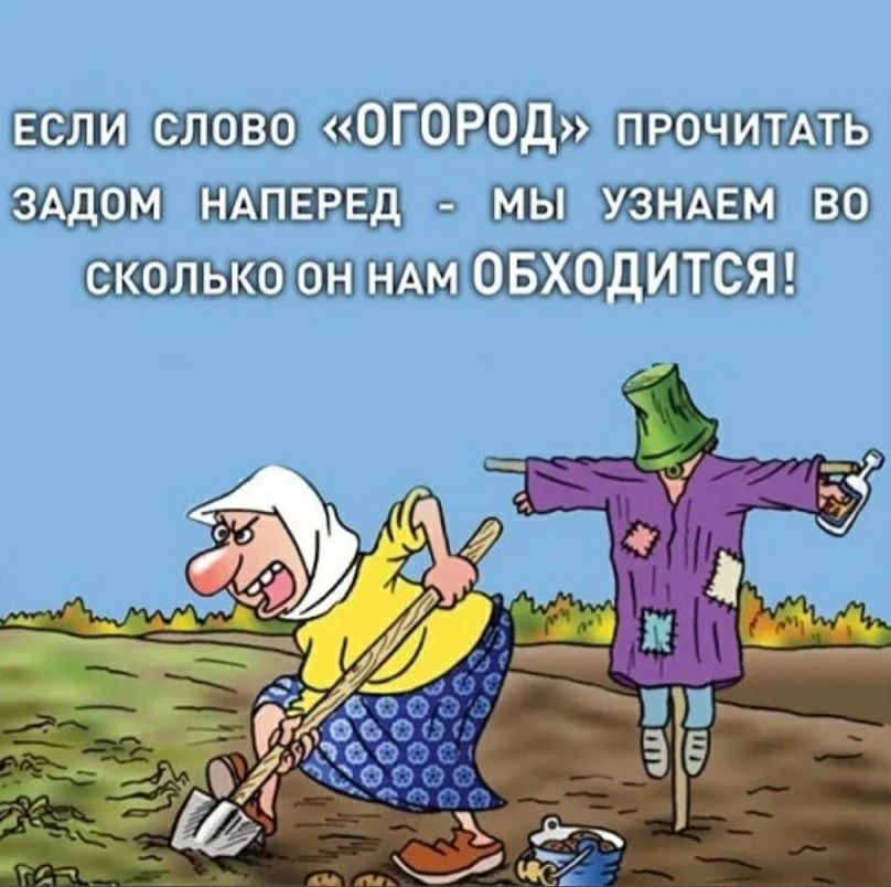если слово ОГОРОД прочитдть ЗАДОМ ндпврвд мы узндем во сколько он НАМ ОБХОДИТСЯ с ЙЪ
