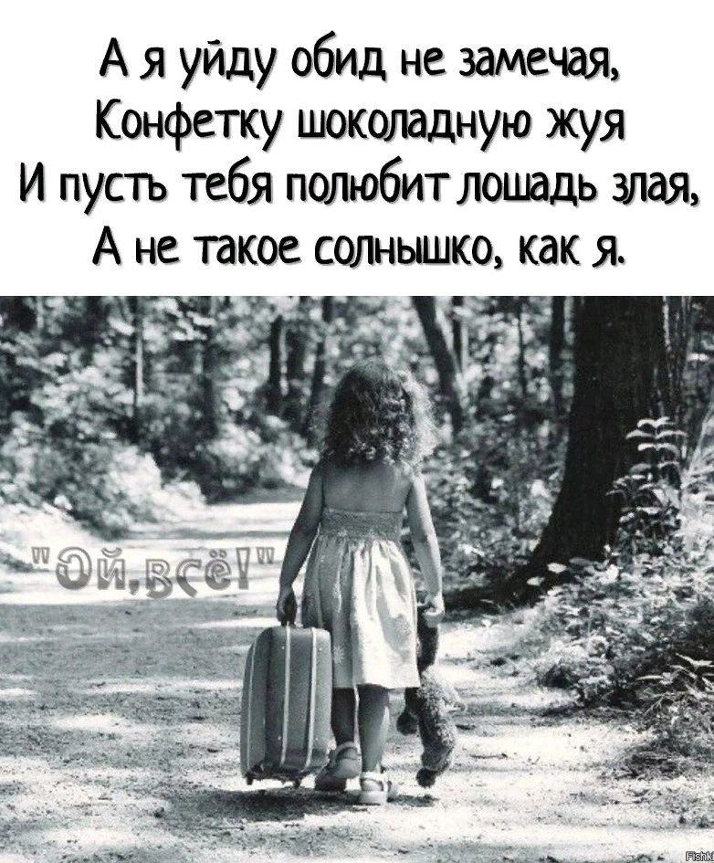 А я уйду обид не замечая Конфетку шоколадную жуя И пусть тебя полюбитлошадь тая А не такое сотышко как я