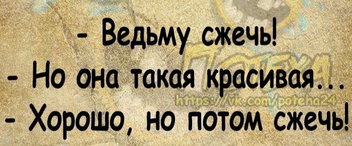 Ведьму сжечь Но она такая красивая г Хорошо но потом сжечь