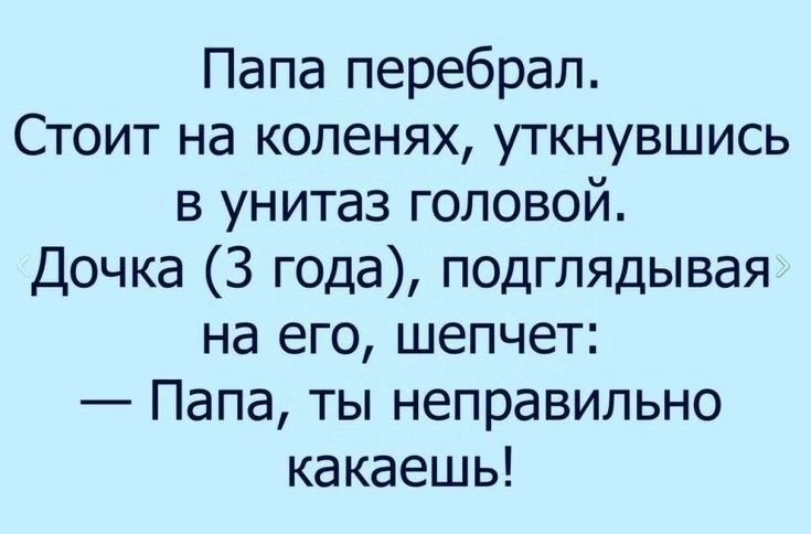 Папа перебрал Стоит на коленях уткнувшись в унитаз головой Дочка 3 года подглядывая на его шепчет Папа ты неправильно какаешь