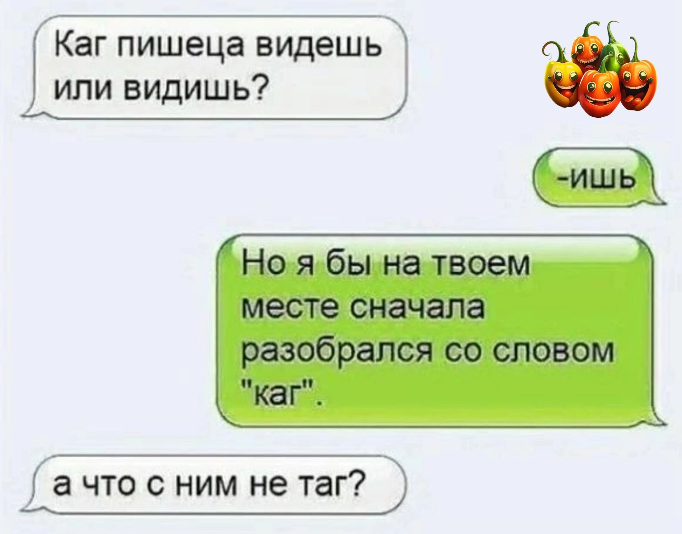 Каг пишеца видеш г или видишь Но я бы на твоем месте сначала разобрался со словом каг аЧТОСНИМ нетаг