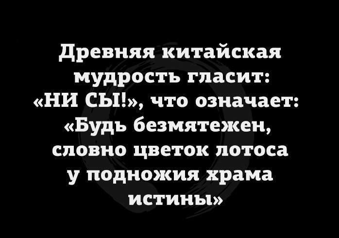 древняя китайская мудрость гласит НИ СБП что означает Будь безмятежеи словно цветок лотоса у подножия храма истины