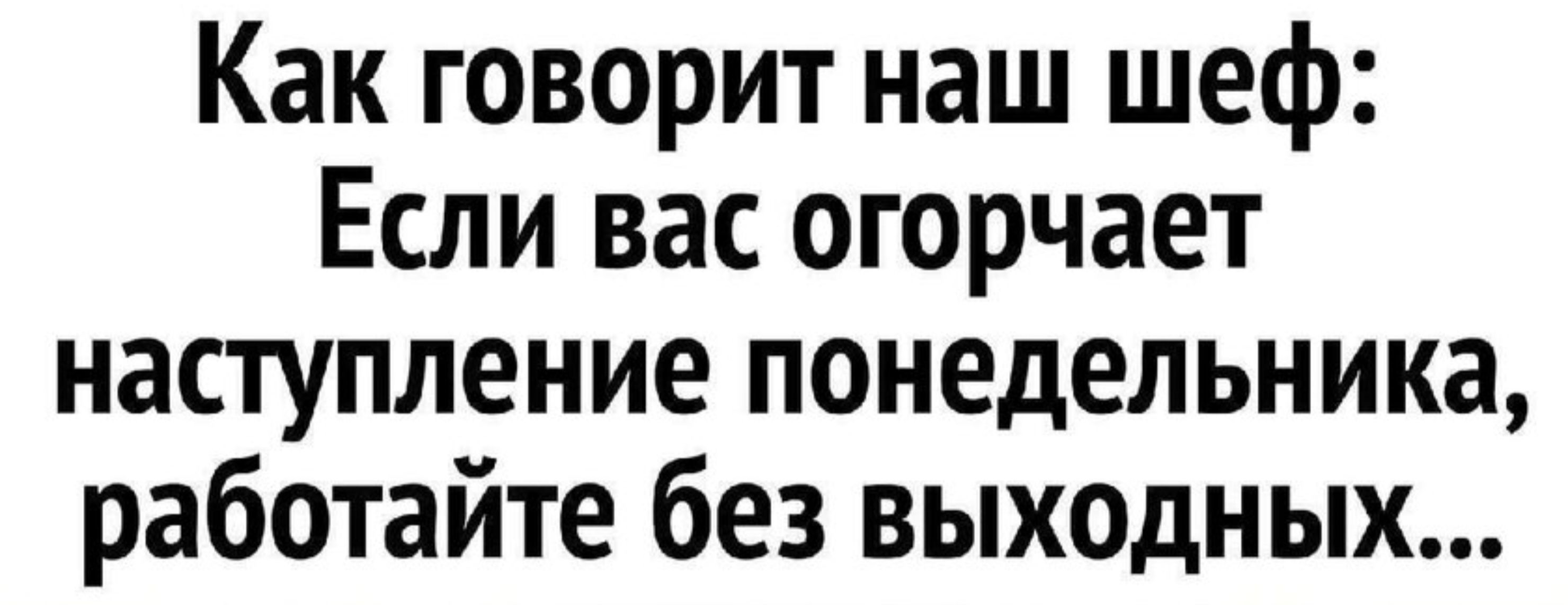 Как говорит наш шеф Если вас огорчает наступление понедельника работайте без выходных