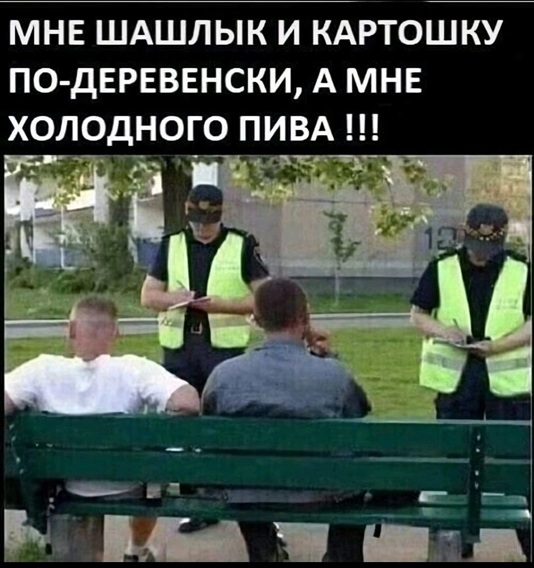 МНЕ ШАШЛЫК И КАРТОШКУ ПО ДЕРЕБЕНСКИ А МНЕ ХОЛОДНОГО ПИВА