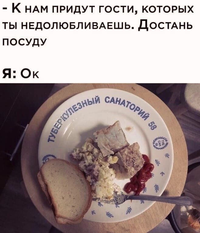 К НАМ ПРИДУТ ГОСТИ КОТОРЫХ ТЫ НЕДОЛЮБПИВАЕШЬ дОСТАНЬ ПОСУдУ Я Ок