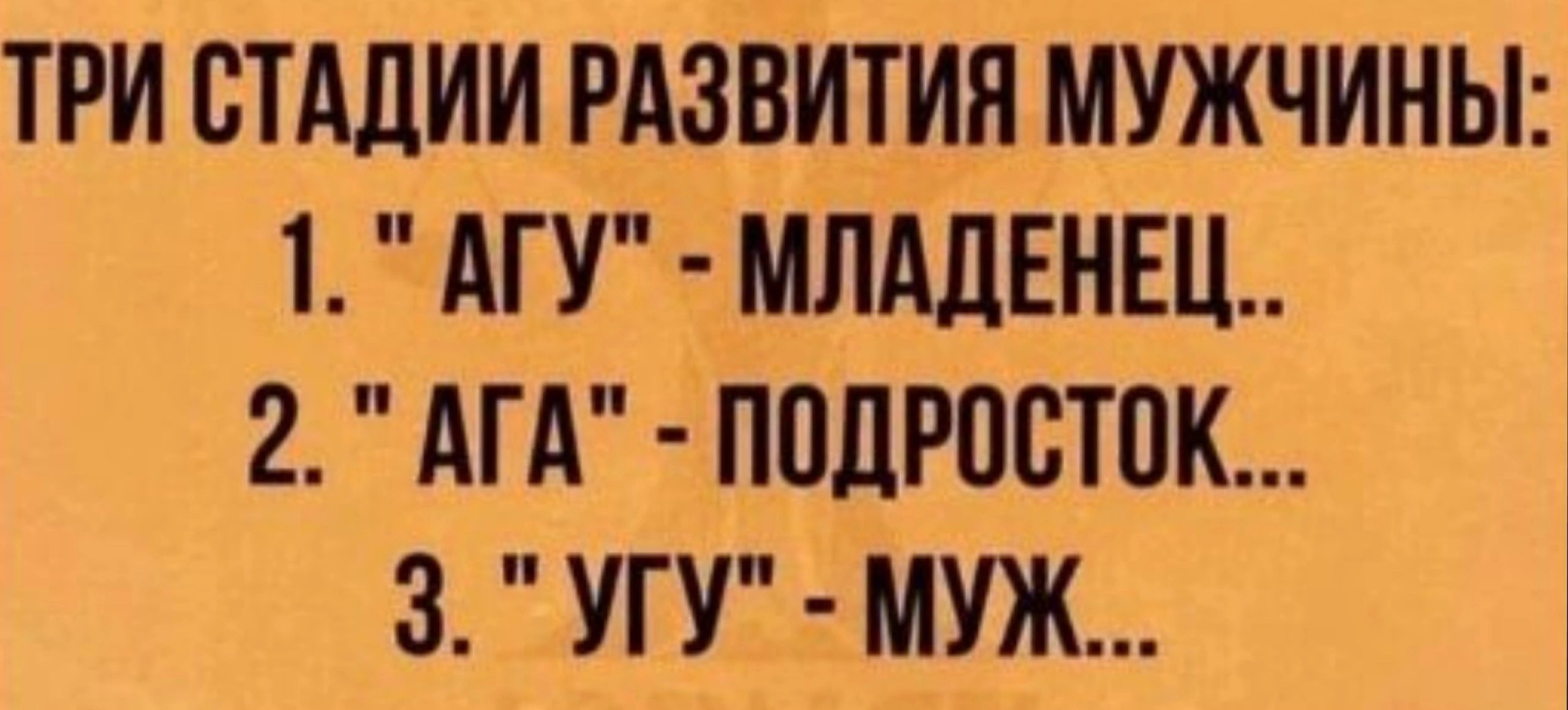 ТРИ СТАДИИ РАЗВИТИИ МУЖЧИНЫ 1 АГУ МЛАдЕНЕЦ 2 АГА ПОДРПСТПК 3 УГУ МУЖ