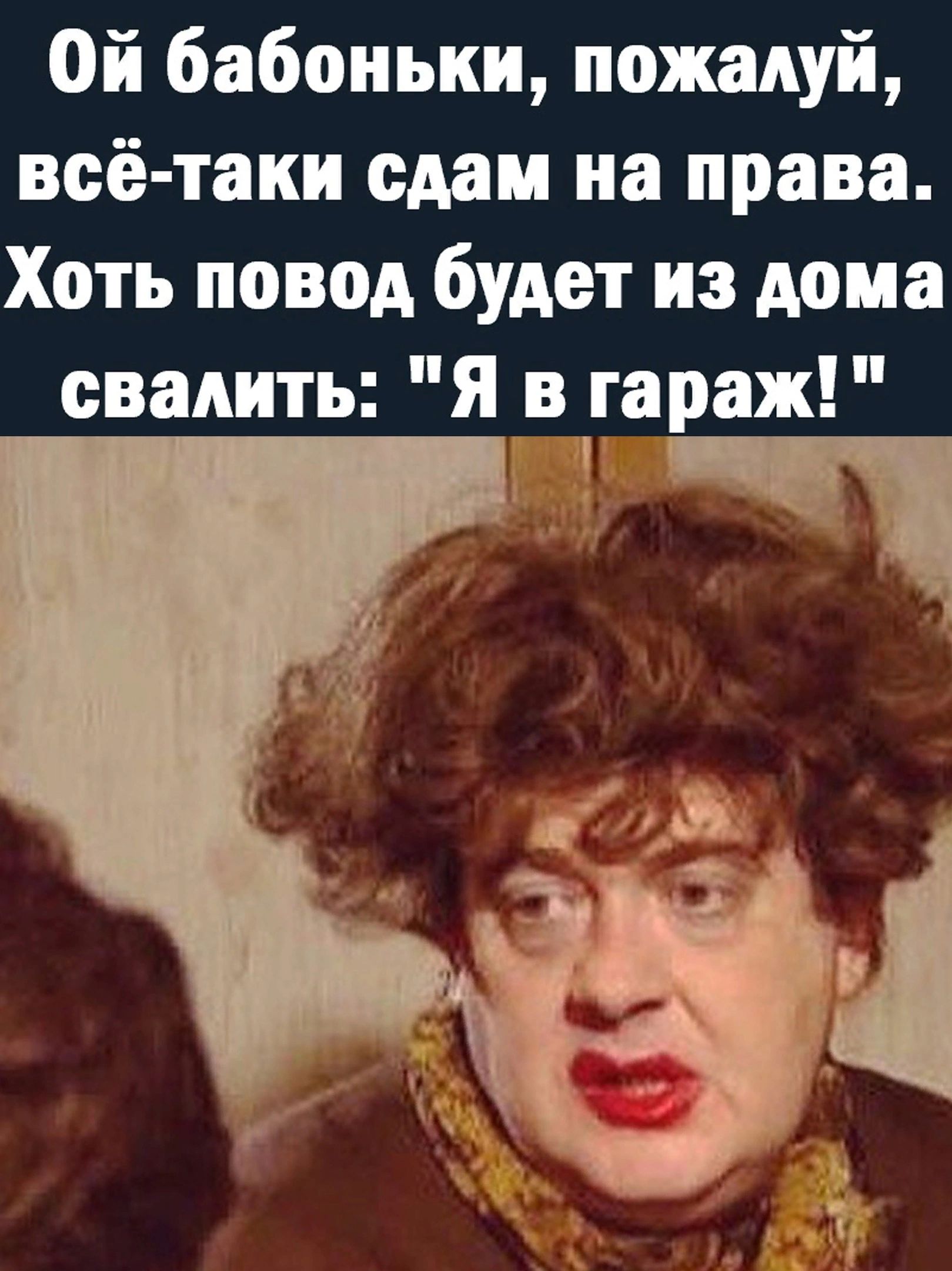 Ой бабоиьки пожалуй всё таки сдам на права Хоть повод будет из дома свалить я вгараж