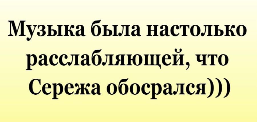 Музыка была настолько расслабляющей что Сережа обосрался