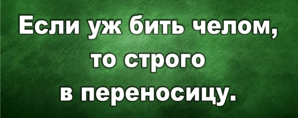 ЕСЛИ УЖЬИТЪ челом ТО СТРОГО В переносицу